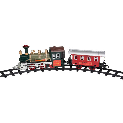 8-Piece Battery Operated Red and Green Animated Classic Train Set with Sound