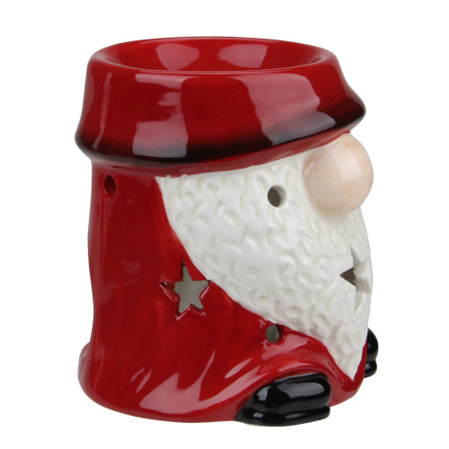 Ceramic Christmas Star Gnome Tealight Candle Holder - 4.75 - Red
