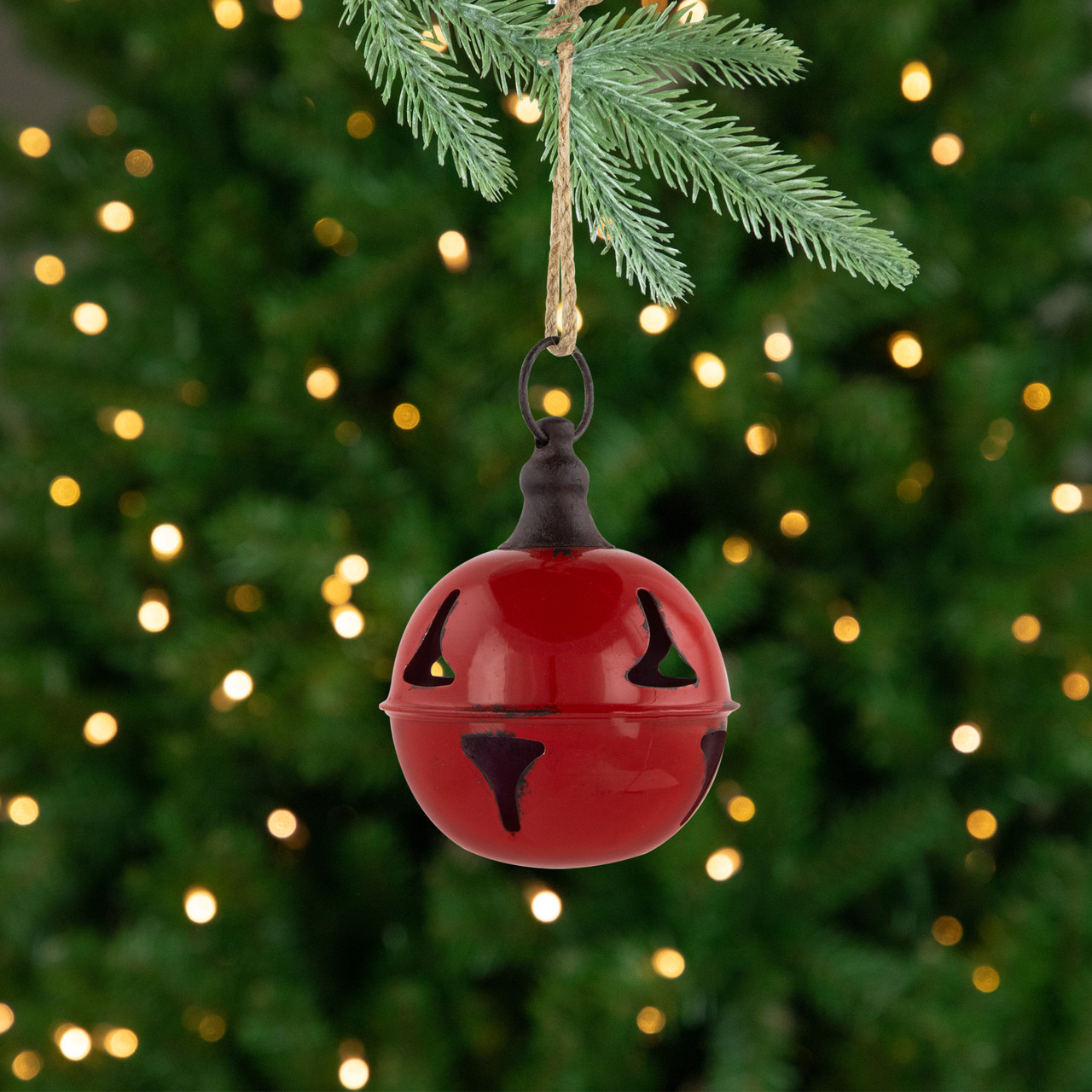 Jingle Bell Hanging Christmas Ornament - 4" - Red