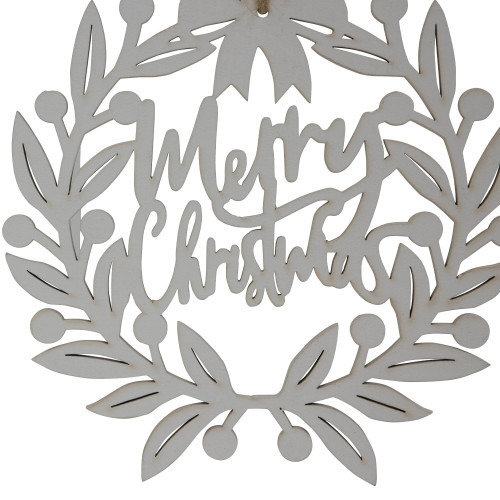 8" White "Merry Christmas" Wreath Cutout Hanging Ornament