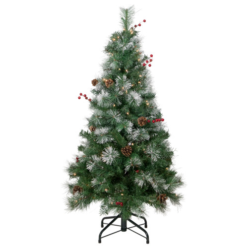 4' Pre-Lit Frosted Carolina Berry Spruce Artificial Christmas Tree, Clear Lights