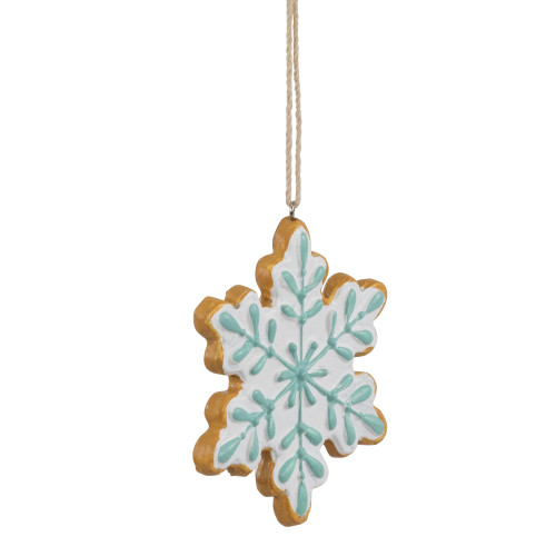 3.75" White and Green Christmas Snowflake Ornament