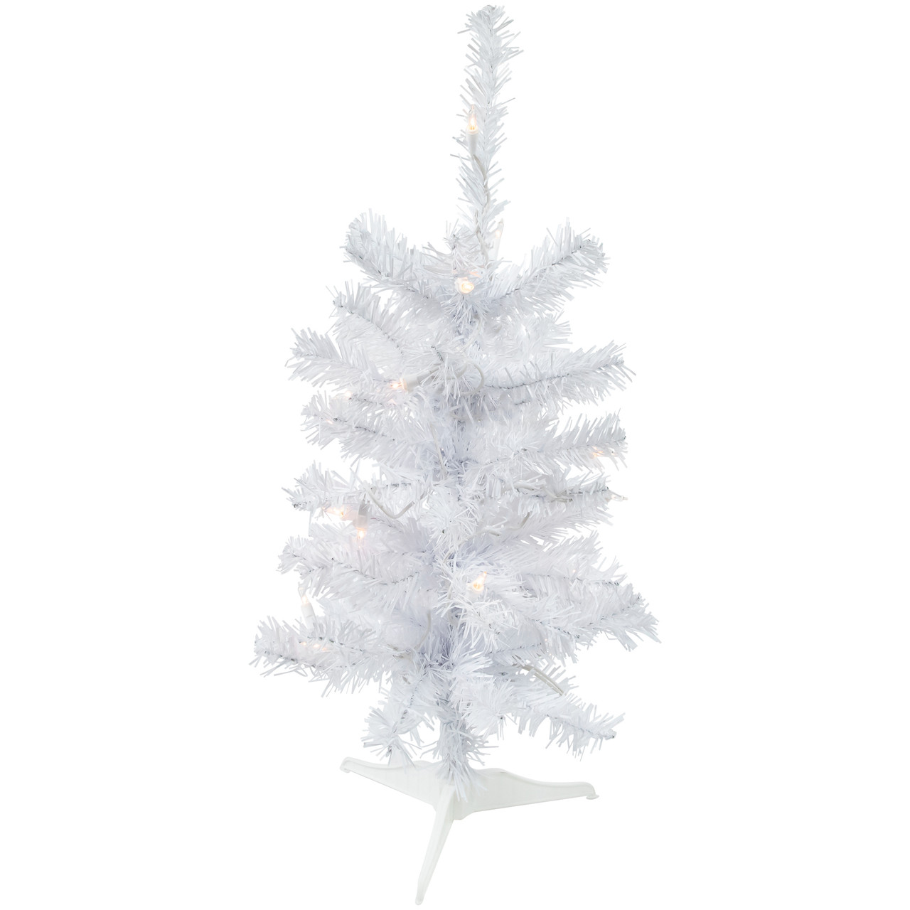 2' Pre-Lit Woodbury White Pine Slim Artificial Christmas Tree, Clear Lights