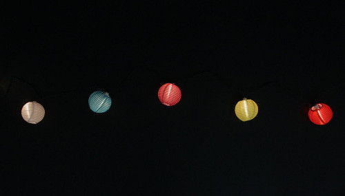 10-Count Multi-Color Round Chinese Lantern Christmas Light Set, 9ft Green Wire