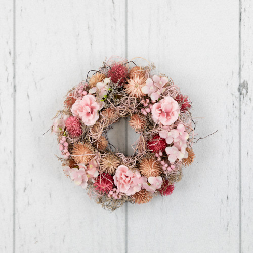 Mixed Floral Artificial Spring Wreath - 9.75" - Pink