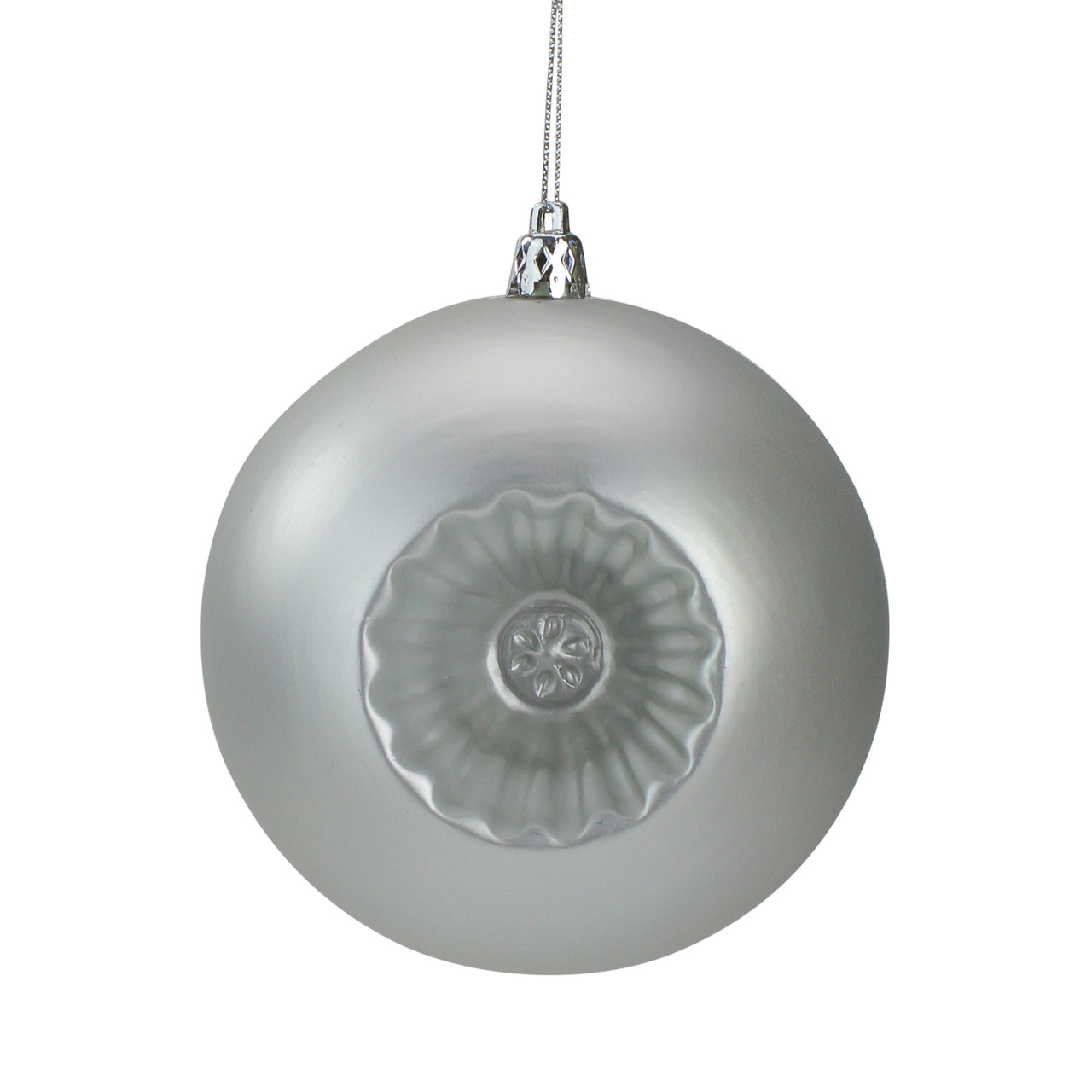 6ct Silver Shatterproof Matte Retro Reflector Christmas Ball Ornaments 4" (100mm)
