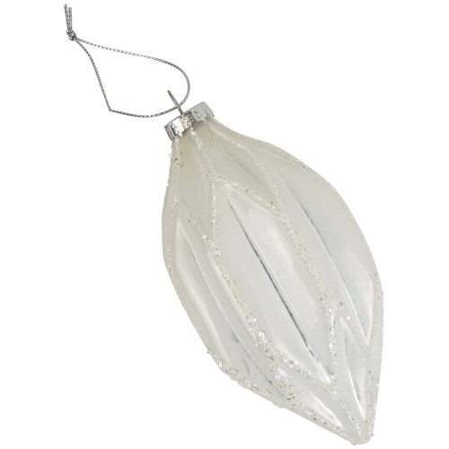 4.5" White and Silver Glitter Finial Glass Christmas Ornament