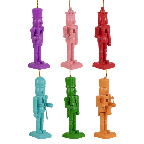 Rainbow Nutcracker Wooden Christmas Ornaments - 5" - Multicolor - Set of 5
