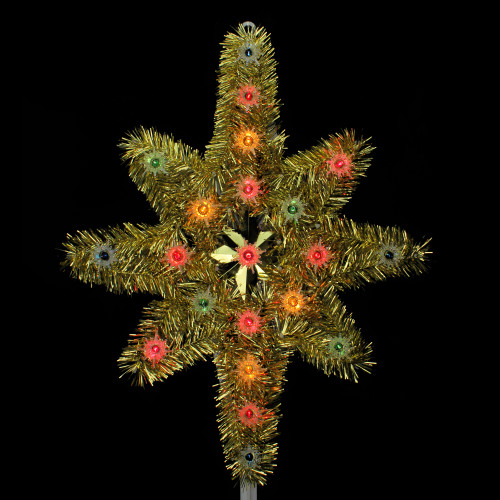 21" Lighted Gold Star of Bethlehem Christmas Tree Topper - Multi-Color Lights