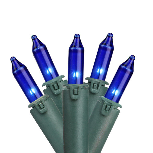 Mini Commercial Christmas Light Set - Blue - 100ct - 45.5' Green Wire