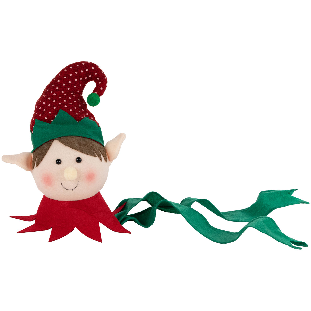16" Plush Red and Green Elf Christmas Tree Topper, Unlit