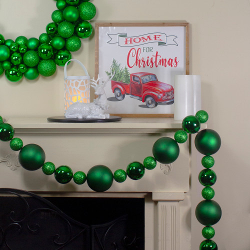 Shatterproof Ball Artificial Christmas Garland - 6' X 3.75" - Green - Unlit
