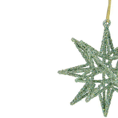 6.5" Green 3-D Glittered Star Christmas Ornament