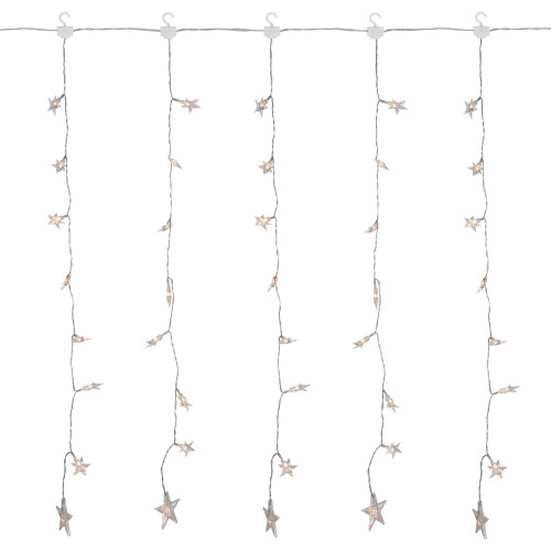 120 LED Warm White Curtain Christmas Lights - 7.5' Clear Wire