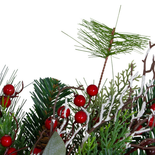 Dual Plaid and Berries Artificial Christmas Wreath - 24" - Unlit