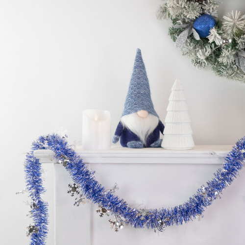 Commercial Christmas Tinsel Snowflake Garland - 50' x 2" - Royal Blue and Silver - Unlit