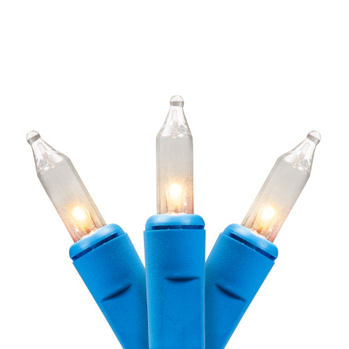Mini Christmas Commercial Light Set - Clear - 60' Blue Wire - 100ct
