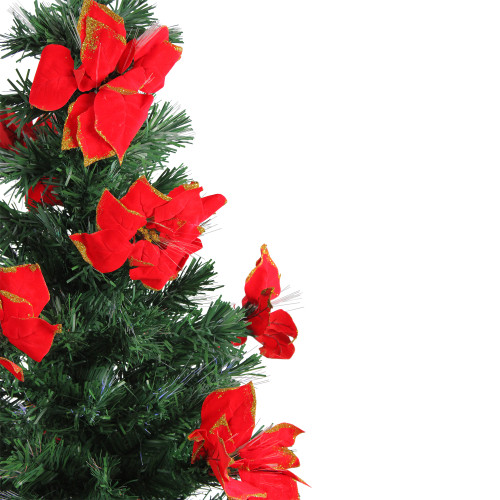 4' Pre-Lit Poinsettias Artificial Christmas Tree - Multicolor Lights