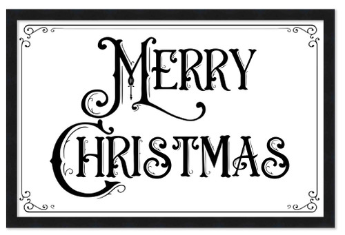 Vintage Merry Christmas 9.5" x 13.5" Framed Christmas Wall Decor Art Print Sign Poster in a Black Wooden Frame with UV Acrylic and Hangers