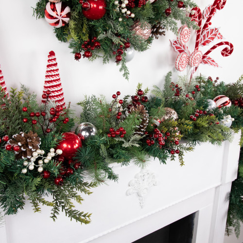 Pre-Decorated Ornaments and Pinecones Artificial Christmas Garland - 7' x 14" - Unlit