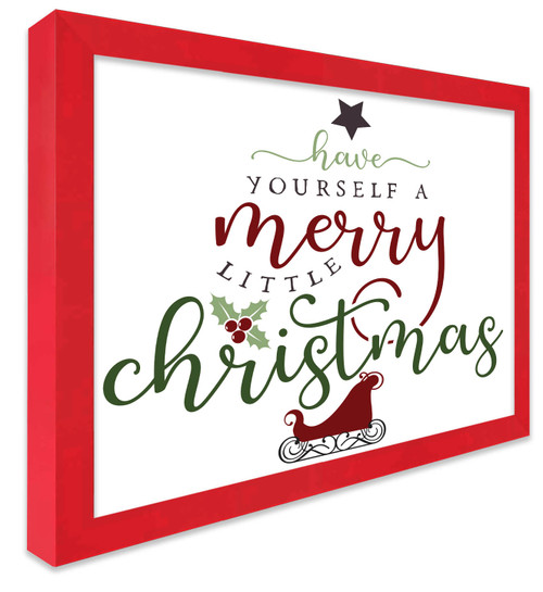 Red Have Yourself a Merry Little Christmas 14.5" x 16.5" Framed Christmas Wall Decor  Sign Poster in a Red Wooden Frame with UV Acrylic and Hangers