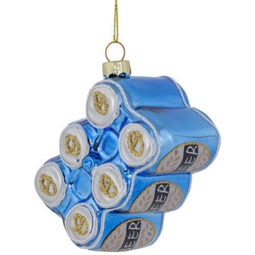 3" Six Pack Canned Beer Glass Christmas Ornament
