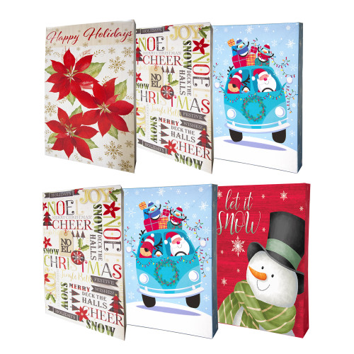 Pack of 6 Large Christmas Holiday Gift Box Assortment