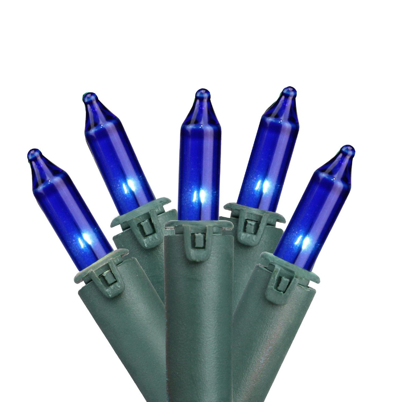 Mini Commercial Christmas Light Set - Blue - 100ct - 45.5' Green Wire