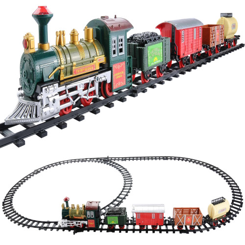 16-Piece Battery Operated Lighted and Animated Continental Express Train Set with Sound