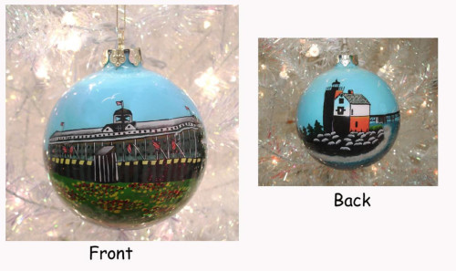 San Francisco Golden Gate Bridge and Lighthouse Christmas Ball Ornament 3.25" (82mm)