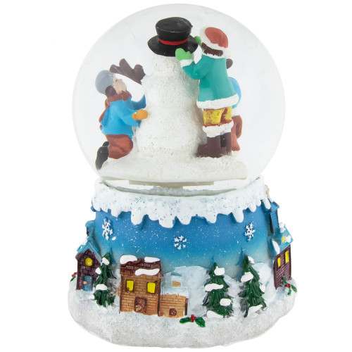 Children Building Snowman Musical Christmas Snow Globe - 5.75"