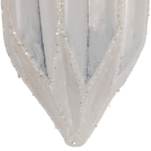 4.5" White and Silver Glitter Finial Glass Christmas Ornament