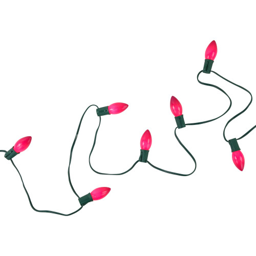 25-Count Opaque Fuchsia Pink C9 Christmas Light Set, 24ft Green Wire