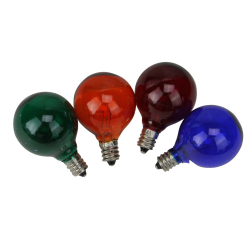Pack of 4 Transparent Multi-Color G40 Globe Christmas Replacement Bulbs