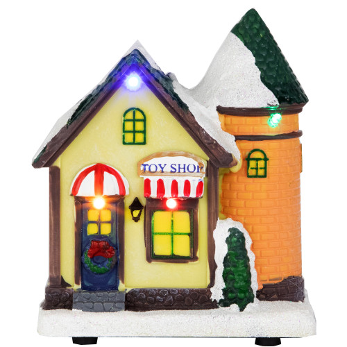 LED Lighted Snowy Toy Shop Christmas Village Display Piece - 5"