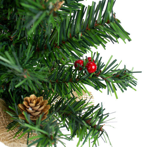 Potted Red Berries and Pine Cones Medium Artificial Christmas Tree �C 16" - Unlit