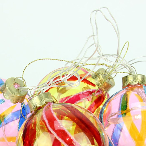 4ct Pink and Red LED Lighted Swirl Glass Christmas Ball Ornaments 3.25" (82mm)