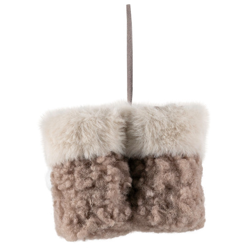 High Pile Fleece Winter Booties Christmas Ornament - 4"