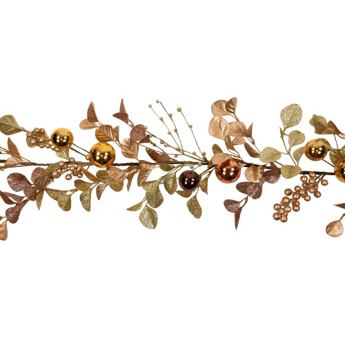 Ball Ornaments Glittered Christmas Garland - 5' x 10" - Gold and Copper Tone