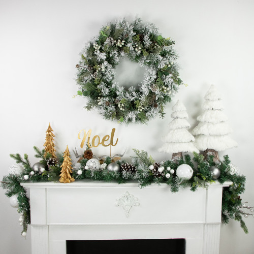 6' Green Pine Frosted Artificial Christmas Garland with Pinecones and Ornaments, Unlit