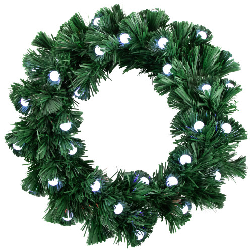 Pre-Lit Color Changing Fiber Optic Globe Lights Artificial Christmas Wreath, 12-Inch