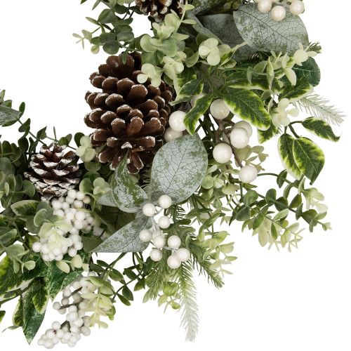 Real Touch?? Frosted Pinecones and Berries Artificial Christmas Wreath - 24" - Unlit