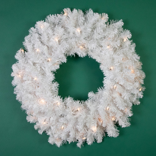 Pre-Lit Snow White Artificial Christmas Wreath - 24" - Clear Lights