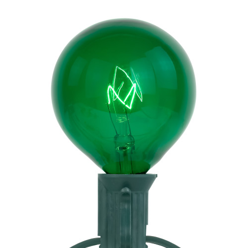10-Count Green G50 Globe Christmas Patio Lights- 9ft, Green Wire