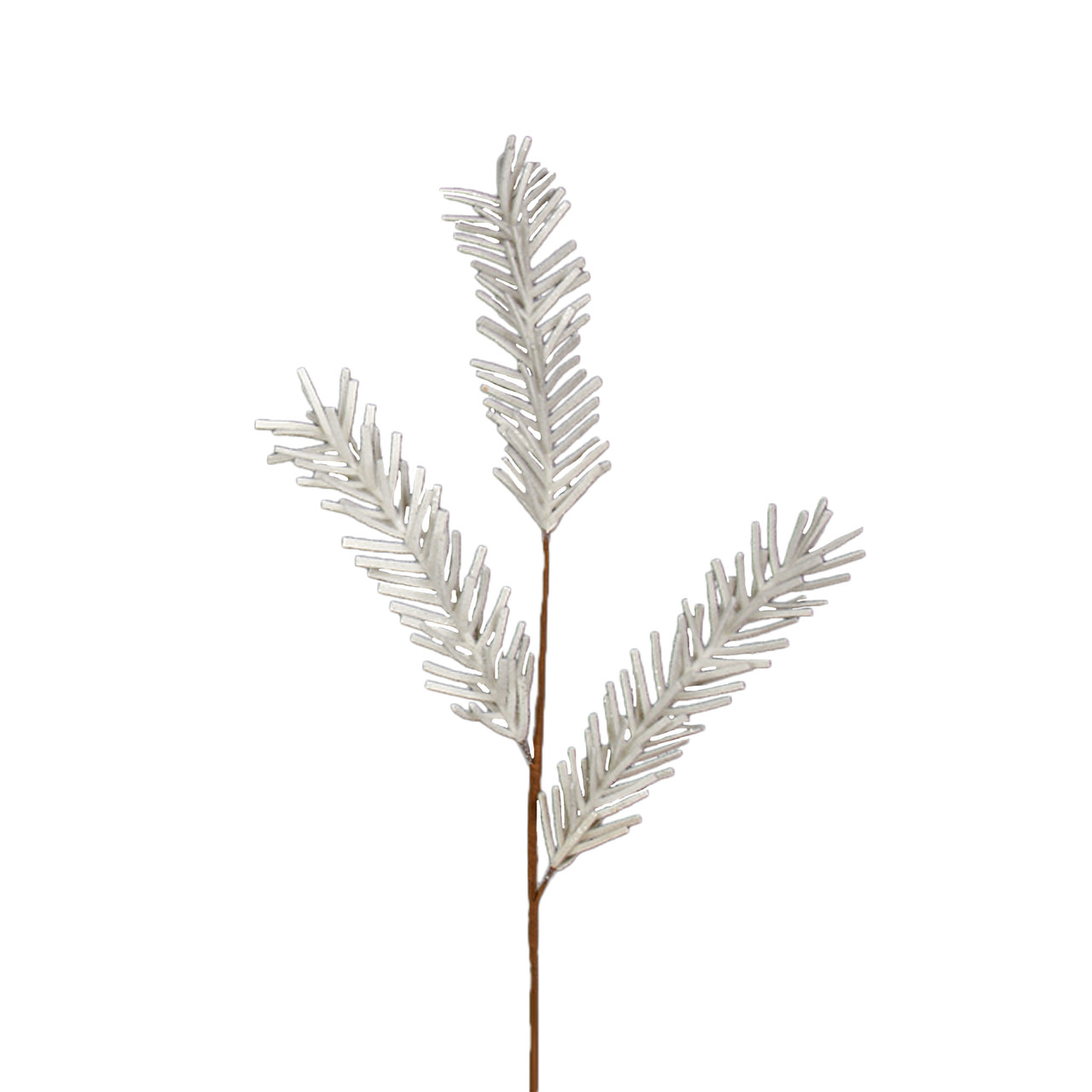 32" White and Brown Glittered Pine Artificial Christmas Spray