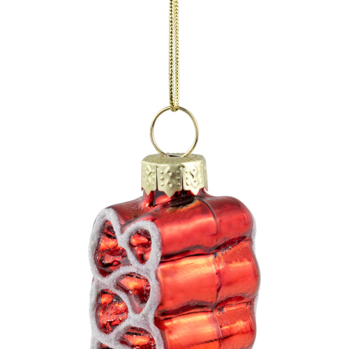 3" Red Ribbon Candy Glass Christmas Ornament