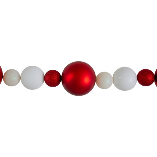 6' Shatterproof Ball 3-Finish Red and White Christmas Garland