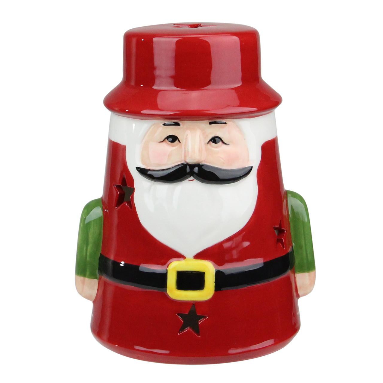 Ceramic Santa Christmas Gnome Tealight Candle Holder - 7.25" - Red