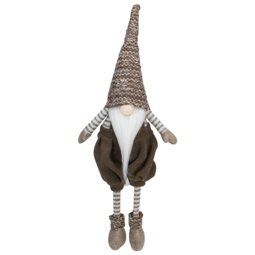 Sitting Gnome with Striped Dangling Legs Christmas Figure - 18.5" - Brown
