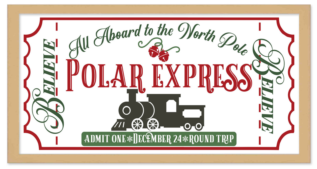 HO HO HO 9.5" x 21.5" Framed Christmas Wall Decor Art Print Sign Poster in a Natural Wooden Frame with UV Acrylic and Hangers